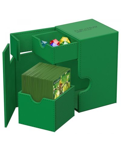 Kutija za kartice Ultimate Guard Flip`n`Tray 100+ XenoSkin - Monocolor Green (100+ kom.) - 3